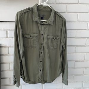 Olive drab green button up shirt